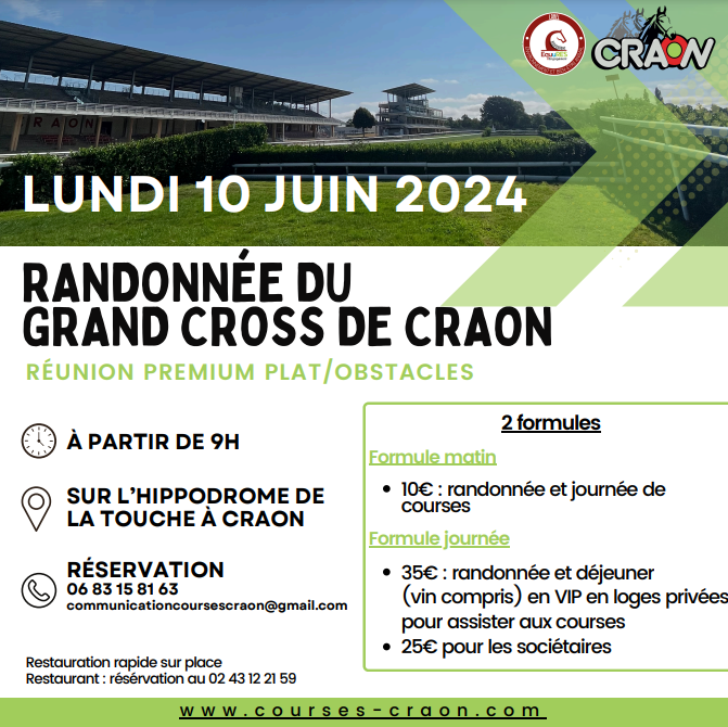 You are currently viewing Randonnée du grand cross de Craon 10 juin 2024 (hippodrome)